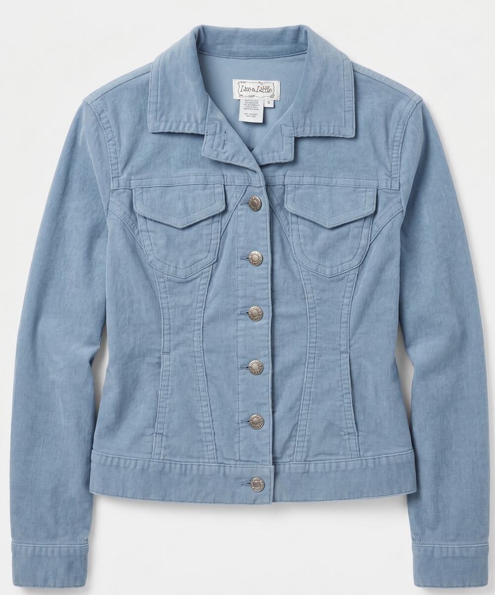 Vintage Live A Little Blue Corduroy Jacket Button Up Y2K Women's Size Small